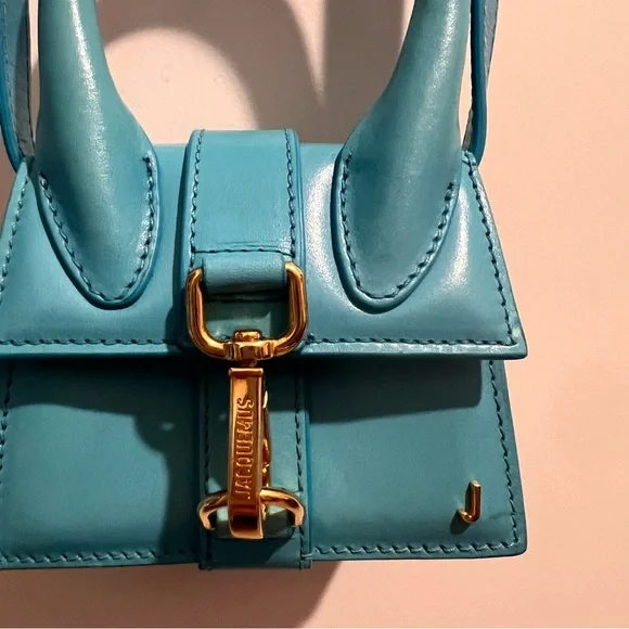 Jacquemus Le Chiquito Mini Bag Blue Leather Top Handle Crossbody - Picture 4 of 8